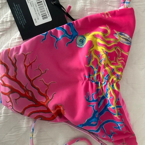 CYNTHIA ROWLEY Women's Pink Ombre Coral String Bikini Bottoms Multicolor S NWT - Picture 4 of 7